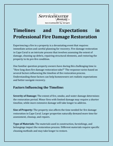 Timelines and Expectations in Professional Fire Damage Restoration