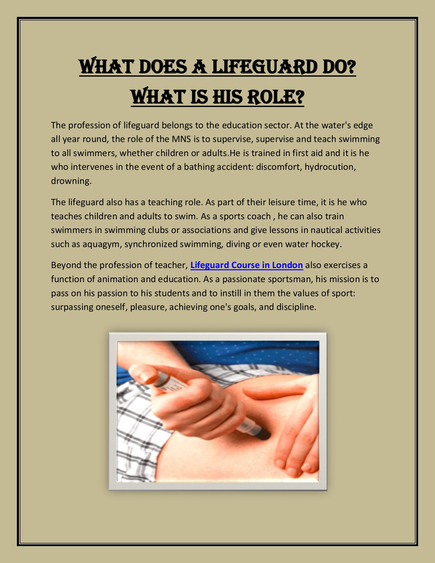 What does a lifeguard do What is his role GB Leisure Education Page