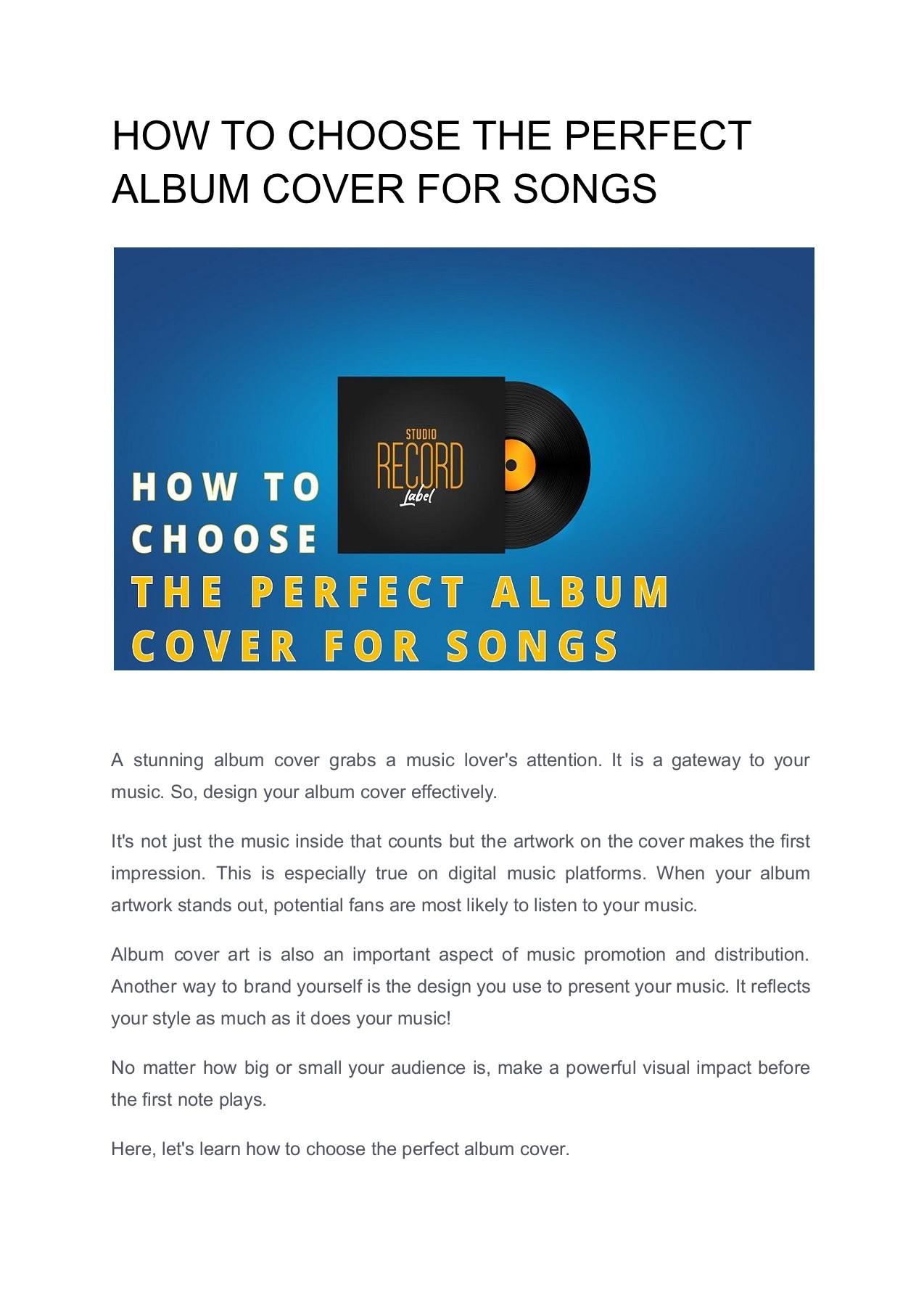 HOW TO CHOOSE THE PERFECT ALBUM COVER FOR SONGS - Mix Recording - Page ...