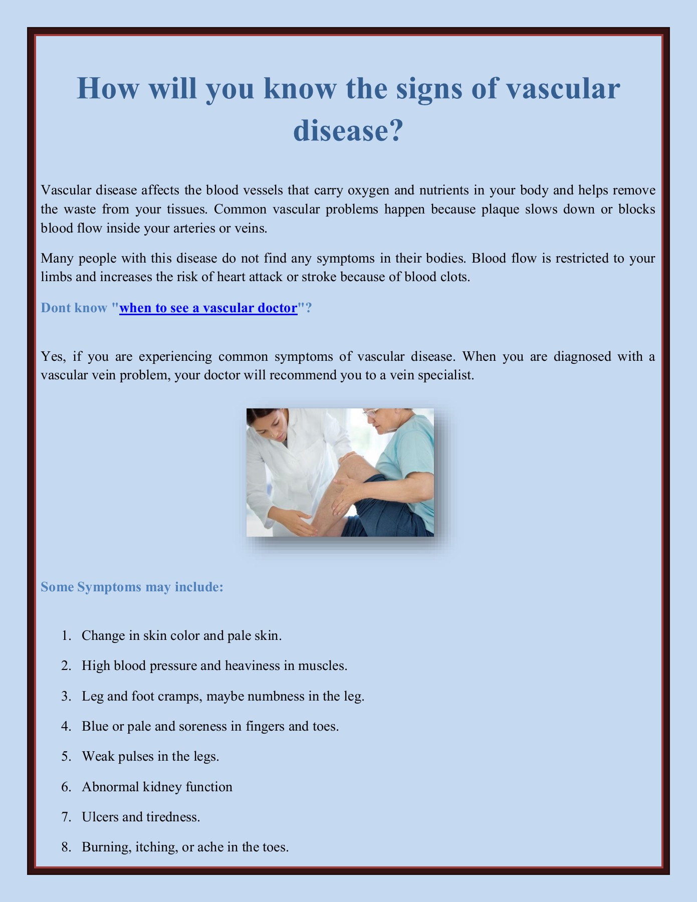 How will you know the signs of vascular disease? Freddy Decker Page