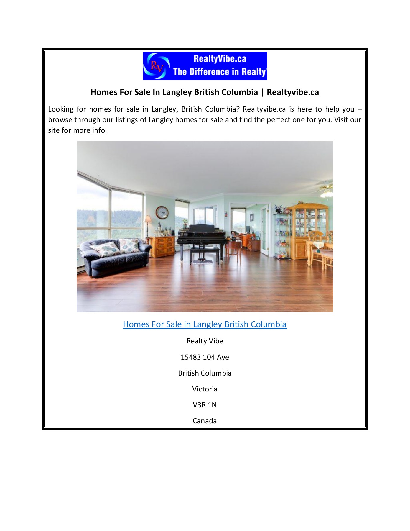 Homes For Sale In Langley British Columbia Realtyvibe.ca Realy Vibe Page 1 1 Flip PDF