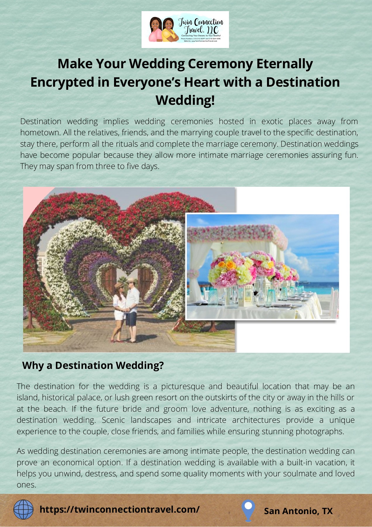 Destination Wedding Packaging by Twin Connection Travel - Twin 
