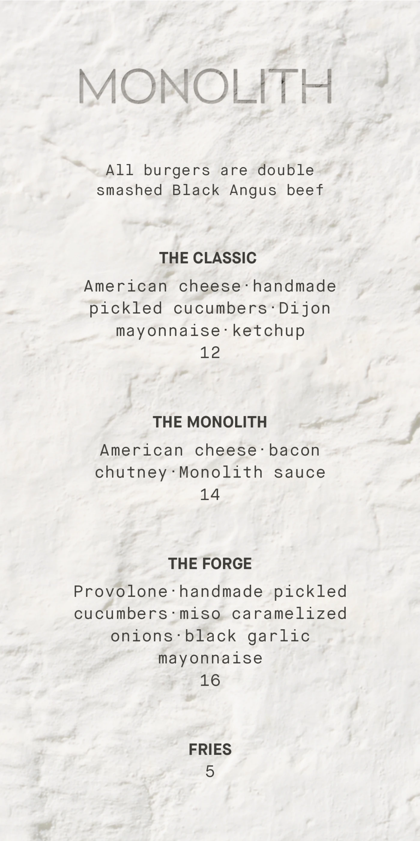 Monolith Menu Monolith Menu