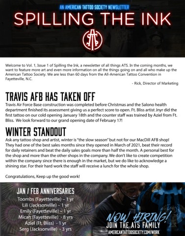 Spilling the Ink Vol.1 Issue 1 | American Tattoo Society