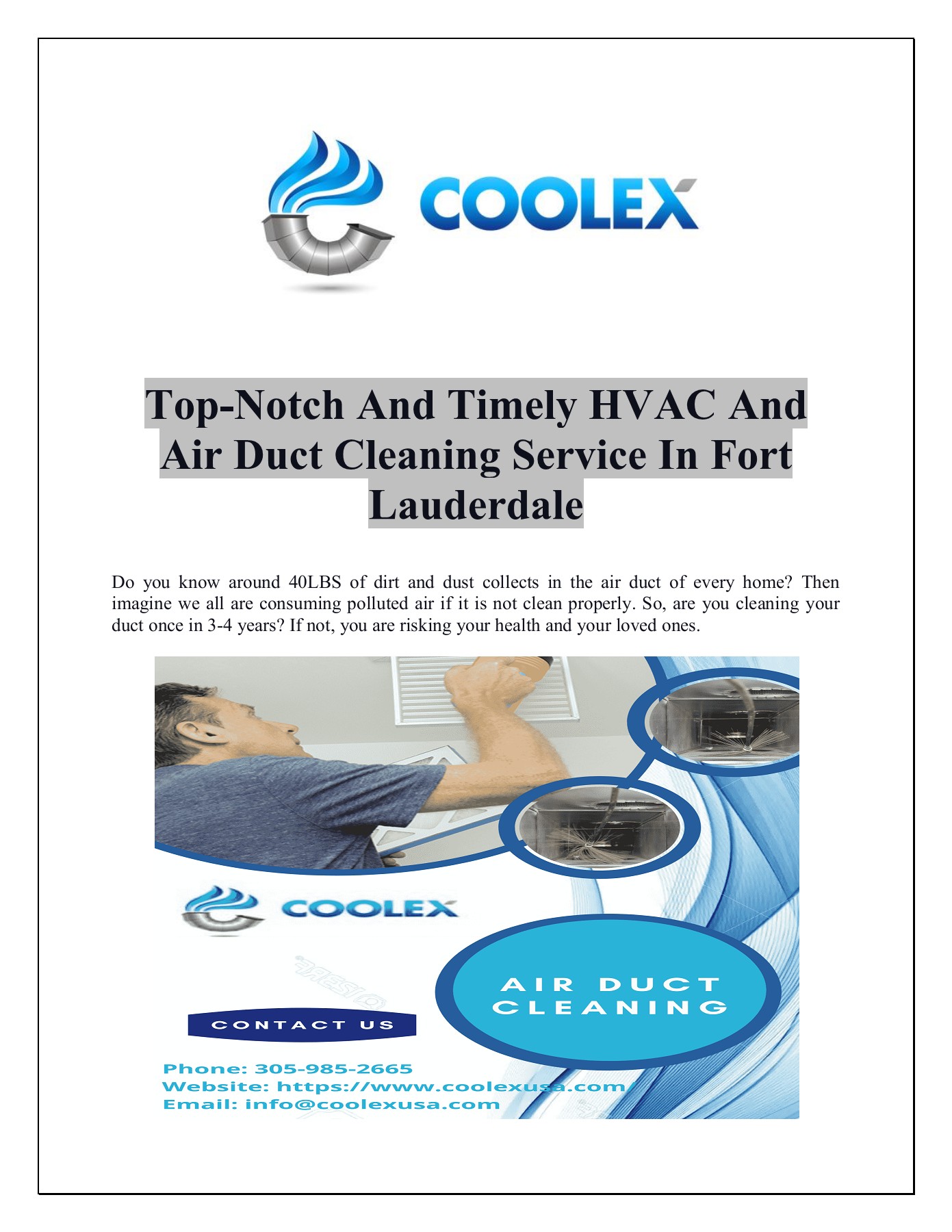 TopNotch And Timely HVAC And Air Duct Cleaning Service In Fort