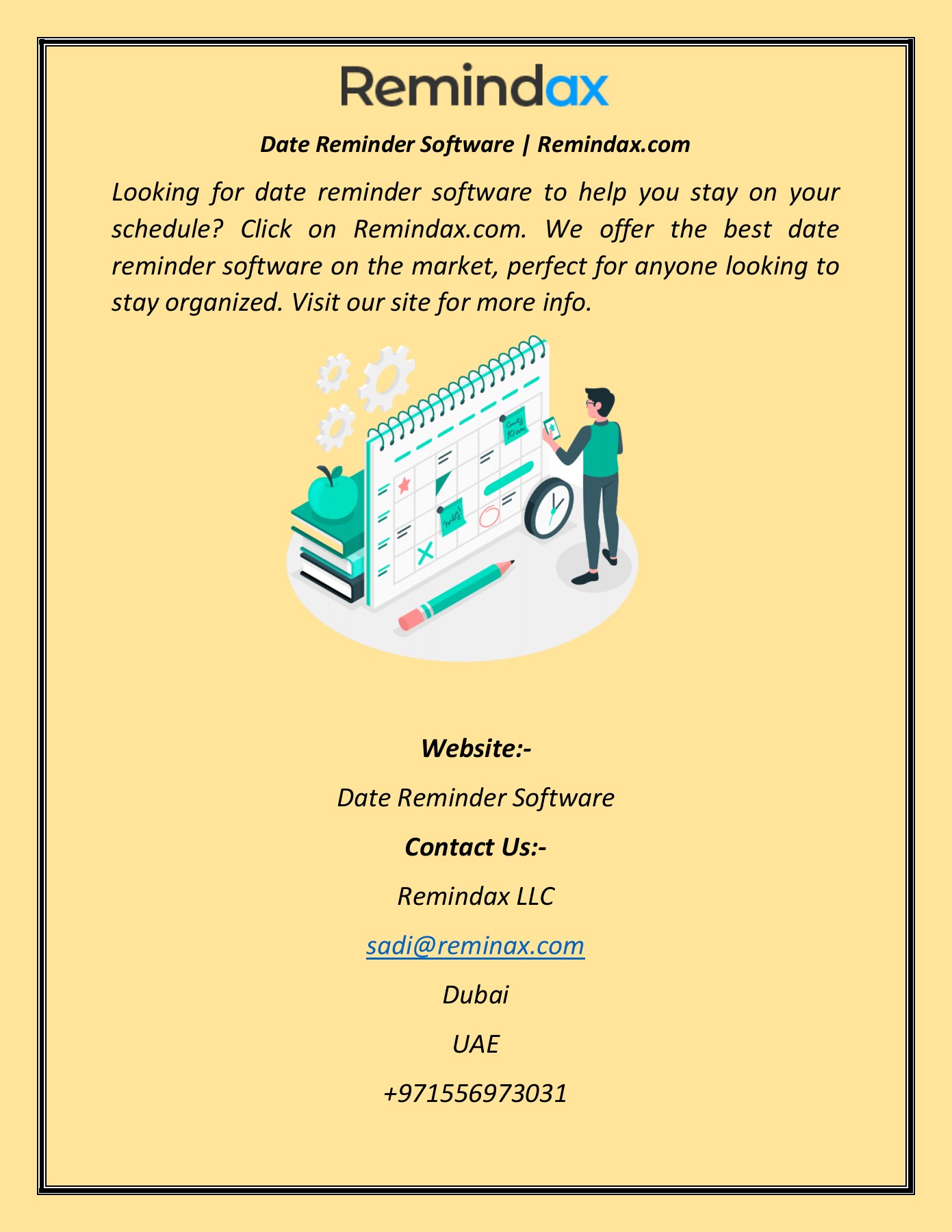 Date Reminder Software Remindax Remindax LLC Page 1 1 Flip PDF