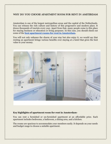 Why Do You Choose Apartment Room for Rent in Amsterdam