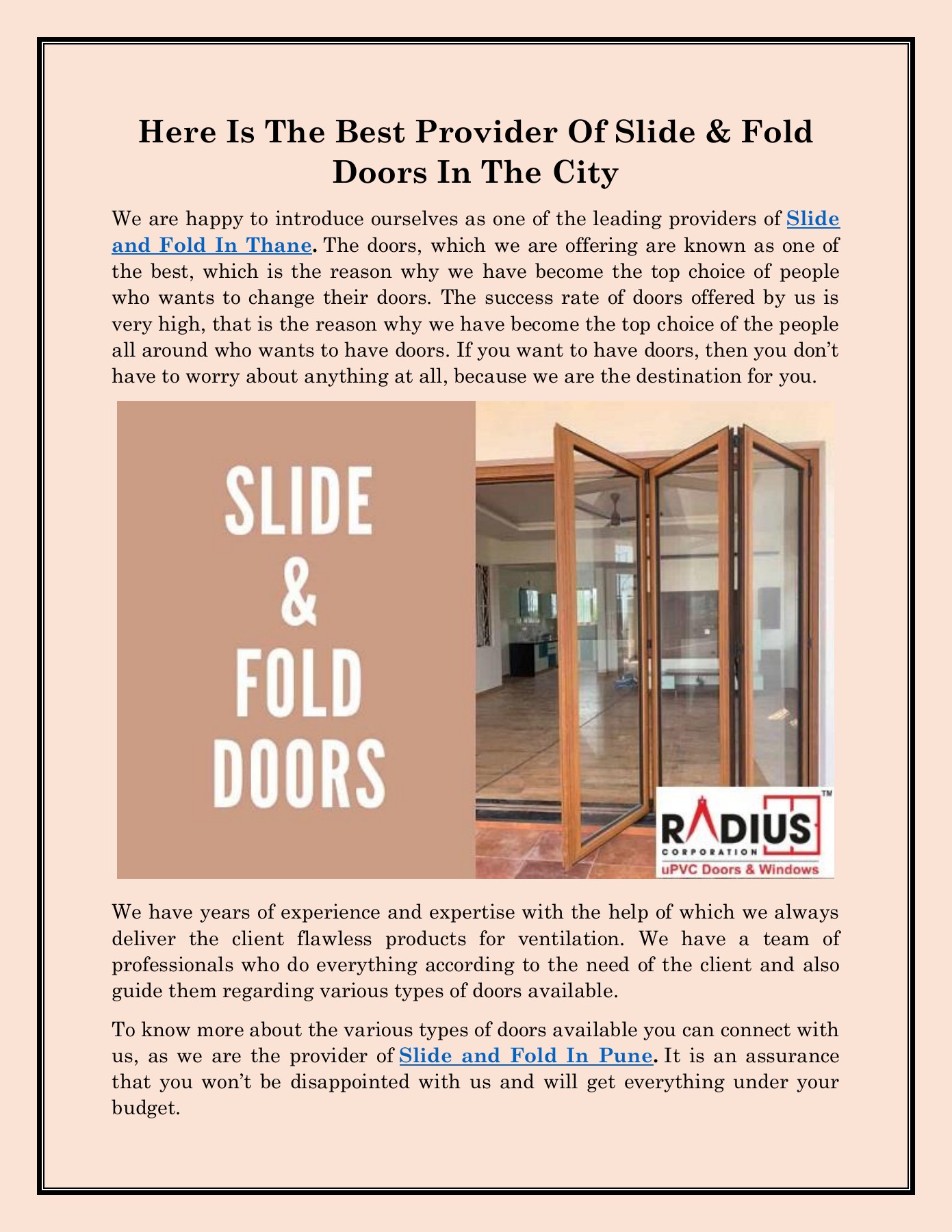 Slide and Fold In Pune Radius Corporation Page 1 2 Flip PDF