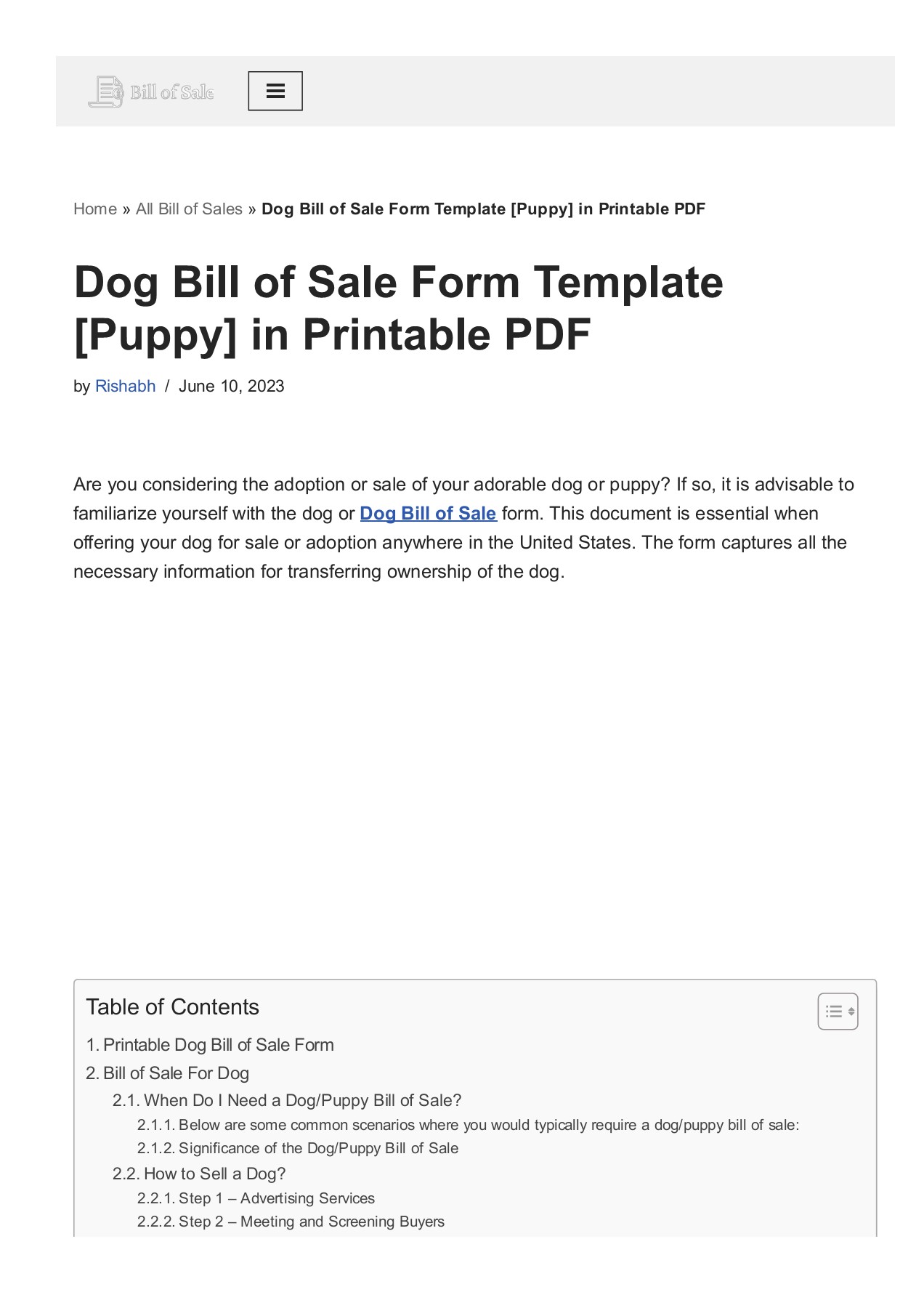 Dog Bill of Sale Form Template [Puppy] in Printable PDF - The Bill Of Sale - Page 1 - 14 | Flip PDF Online | PubHTML5 for Dog Bill Of Sale Free Printable