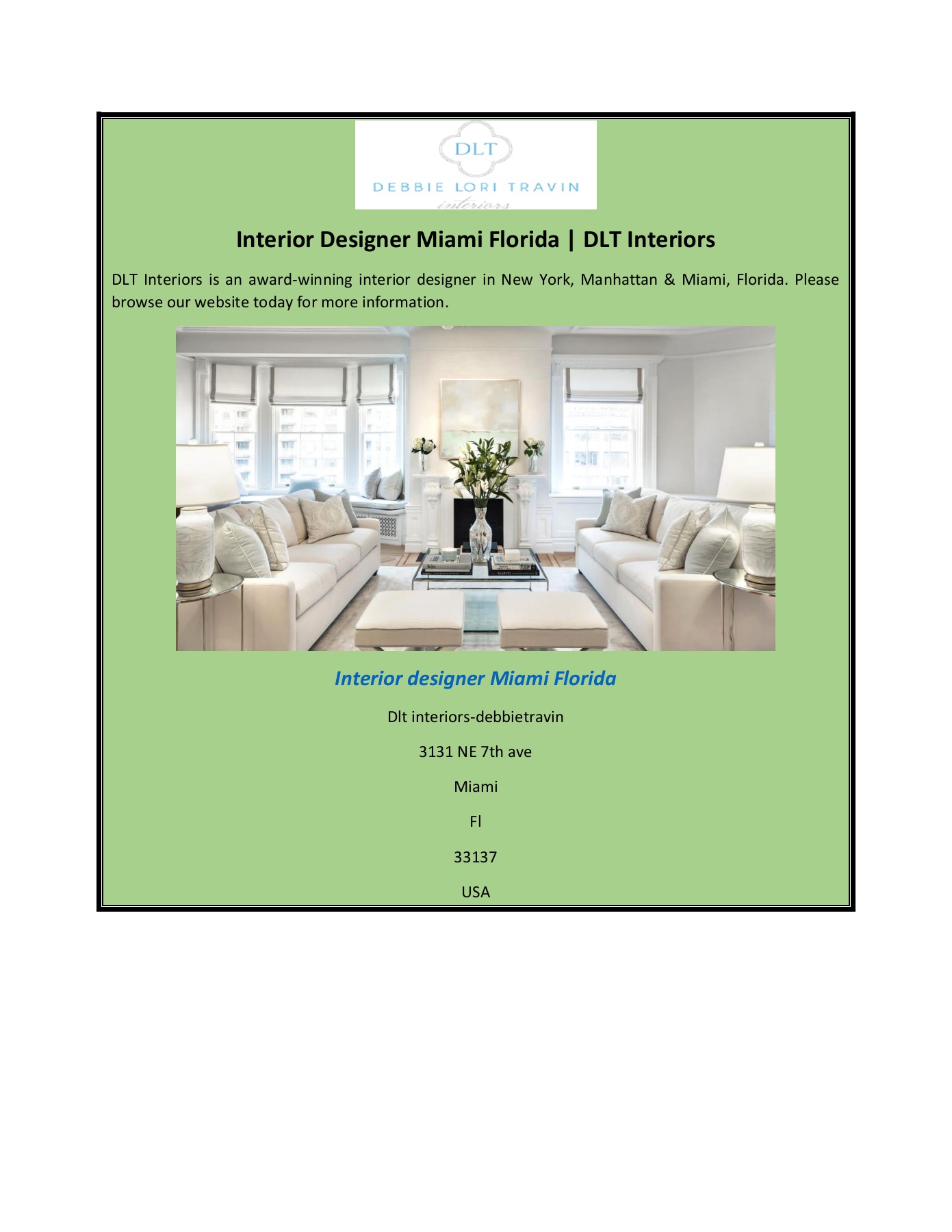 Interior Designer Miami Florida | DLT Interiors - geary raple - Page 1 Interior Designer Miami Florida | DLT Interiors - geary raple - Page 1