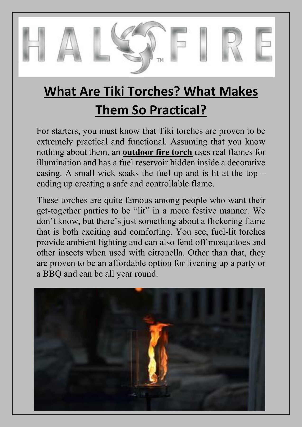 Outdoor Tiki Torches Halo Fire Torch Halo Fire Torch Page 1 3