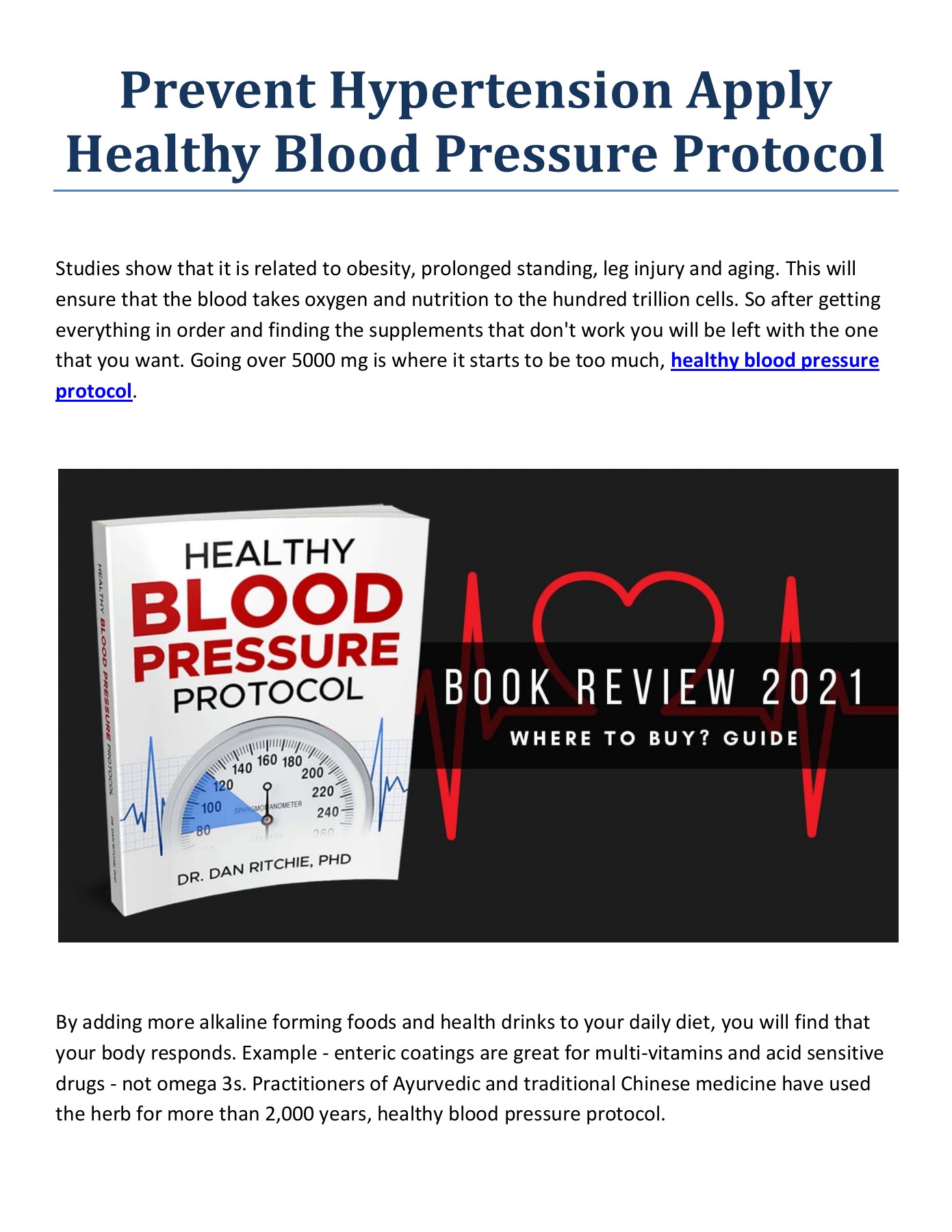 Prevent Hypertension Apply Healthy Blood Pressure Protocol
