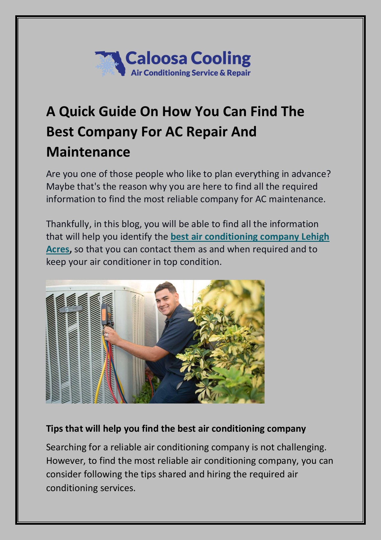 Find The Top Air Conditioning Company In Lehigh Acres Caloosa Cooling