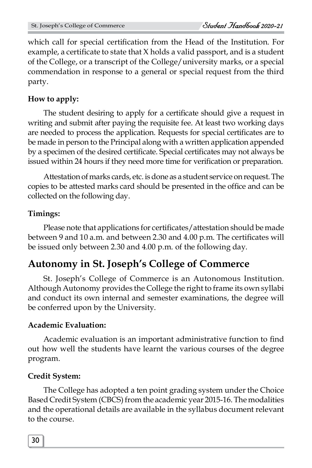 SJCC Student Handbook 202021Final for website kumaresh subramanian