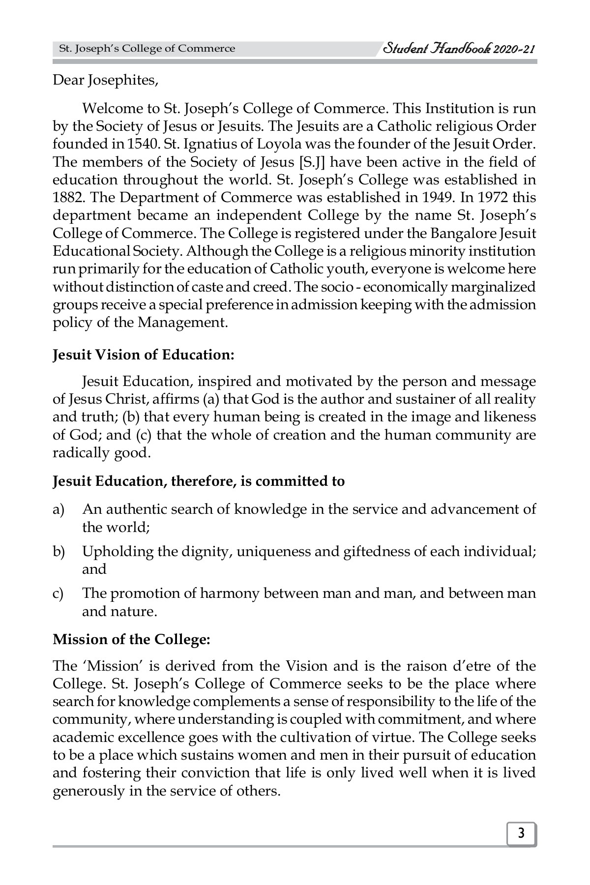 SJCC Student Handbook 202021Final for website kumaresh subramanian