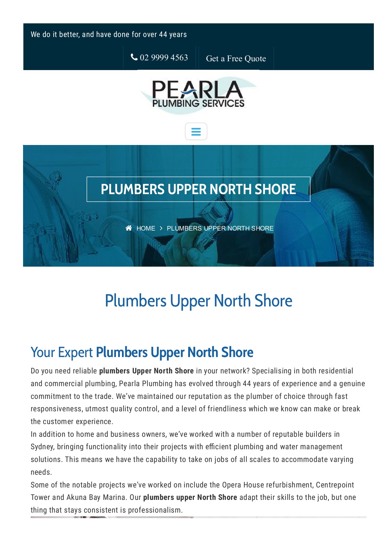 Plumbers Upper North Shore Pearla Plumbing Page 1 4 Flip PDF