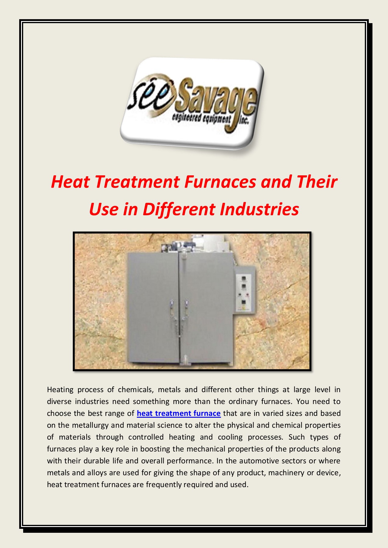 Heat Treatment Furnaces and Their Use in Different Industries yancybutler8 Page 1 2 Flip