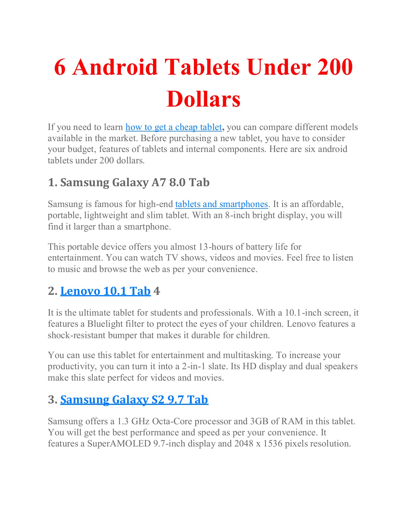 6 Android Tablets Under 200 Dollars itsanamikamitali Page 1 2