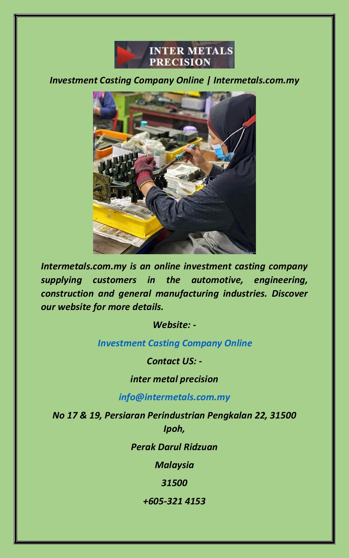 Investment Casting Company Online Intermetals my Nityanand Page investment-casting-company-online-intermetals-my-nityanand-page