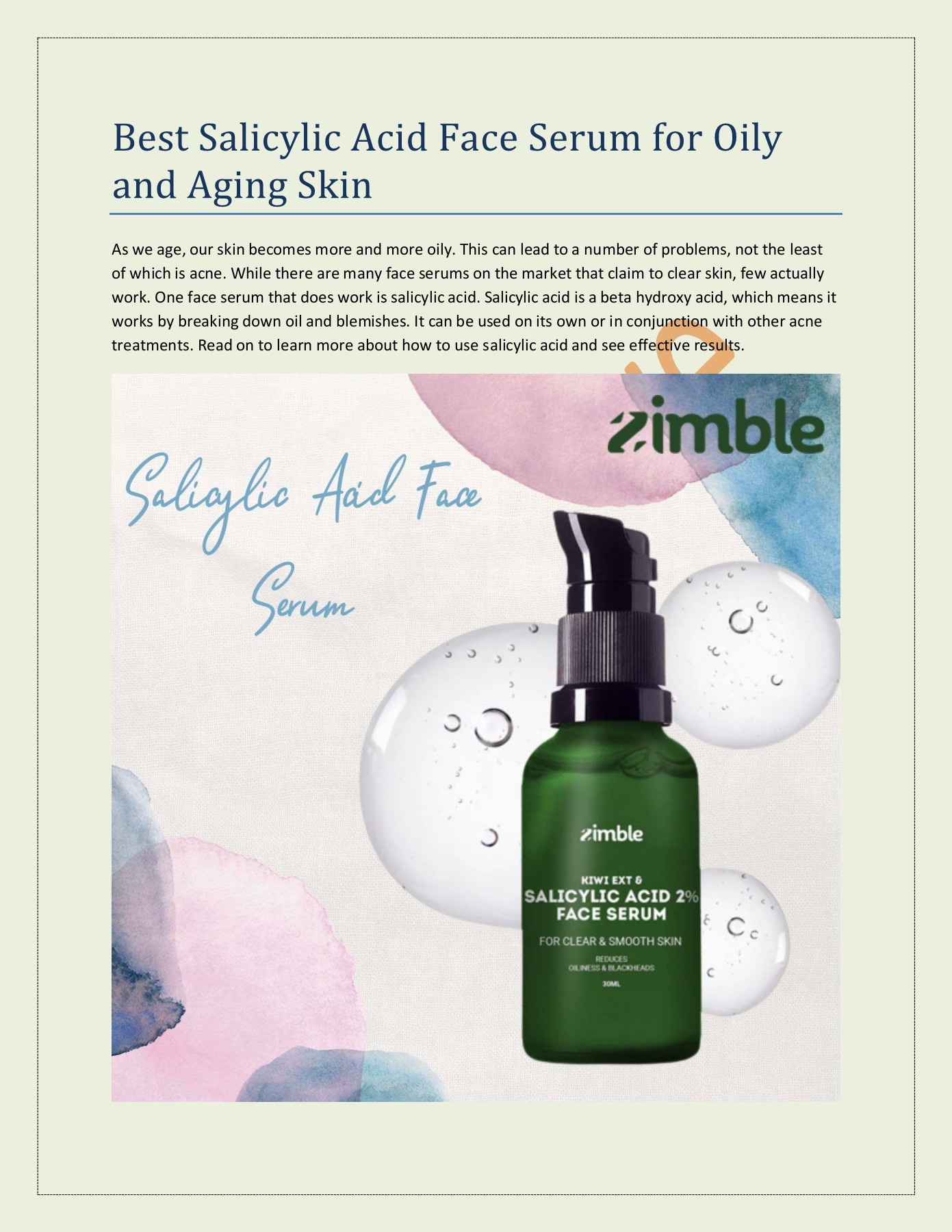 Best Salicylic Acid Face Serum for Oily and Aging Skin abhimanu verma