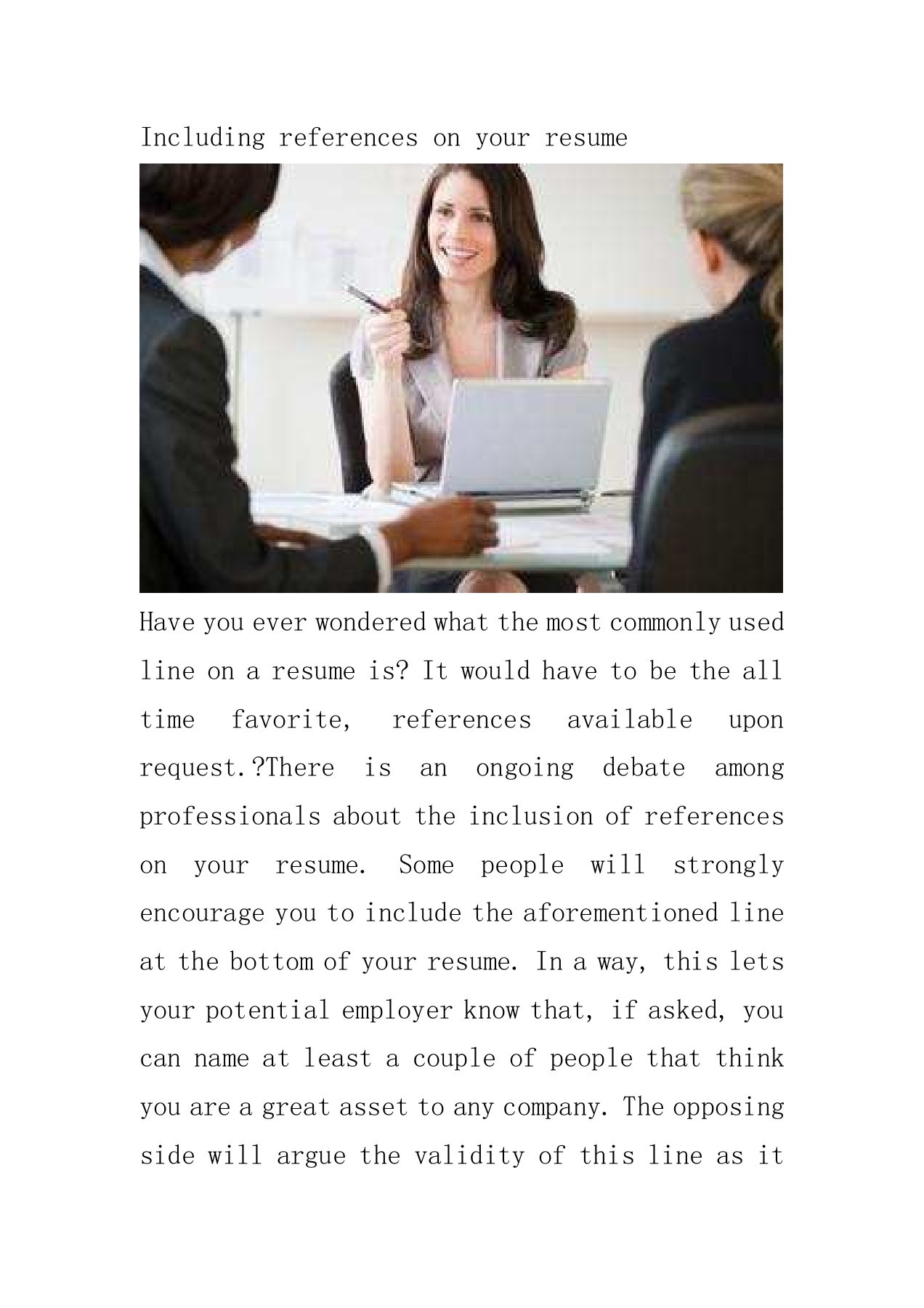 Including references on your resume - 1 