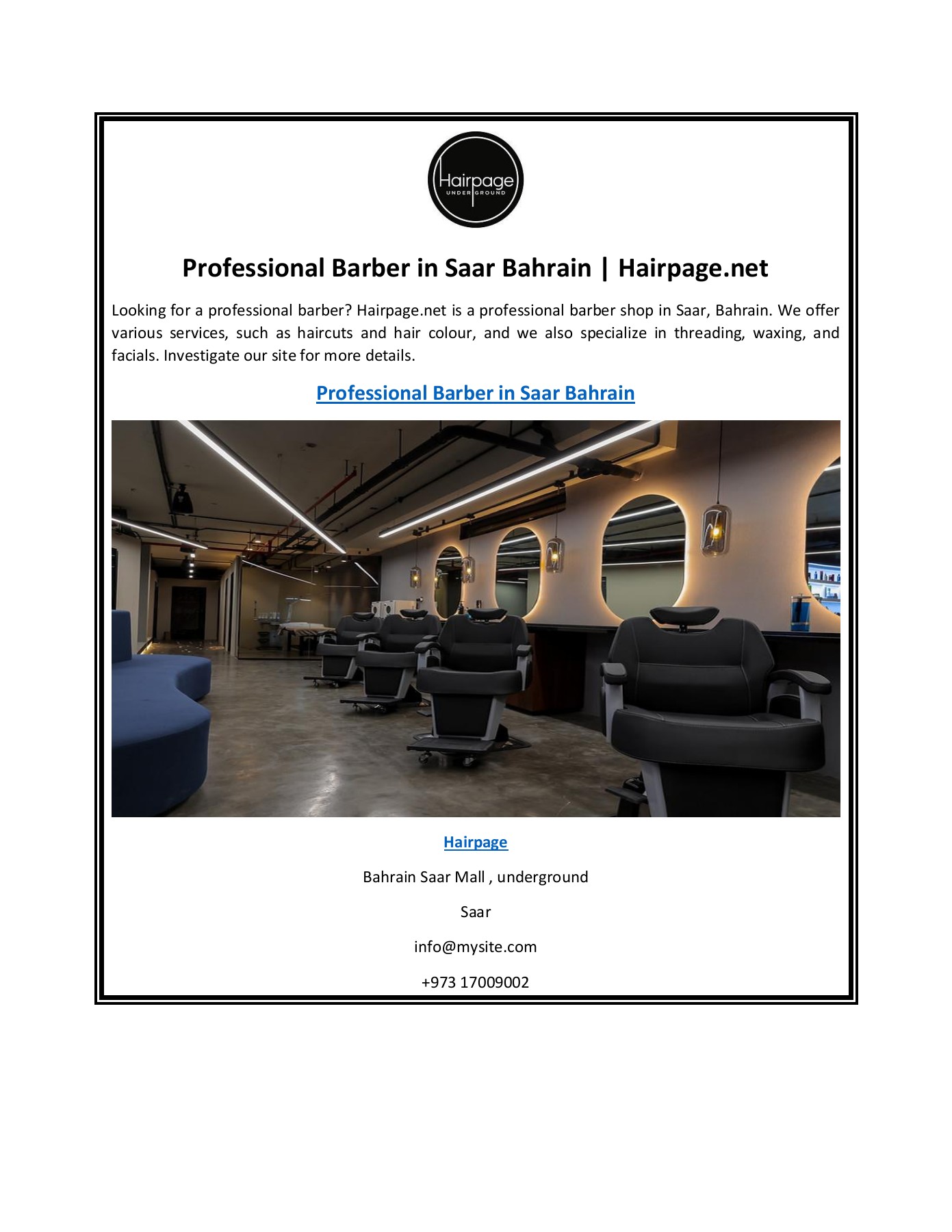 Professional Barber in Saar Bahrain Hair Page Page 1