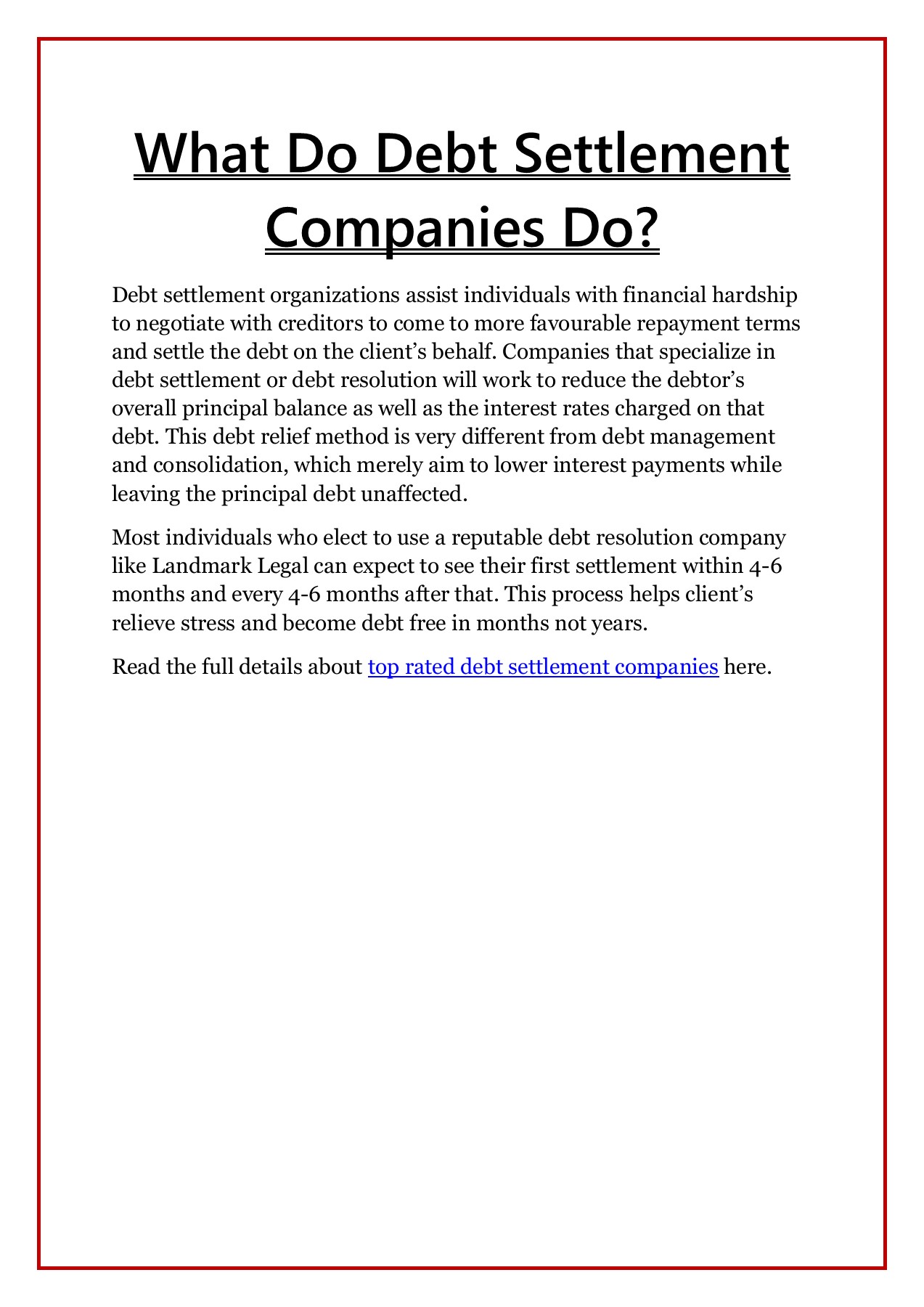 What Do Debt Settlement Companies Do landmarklegal34 Page 1 1