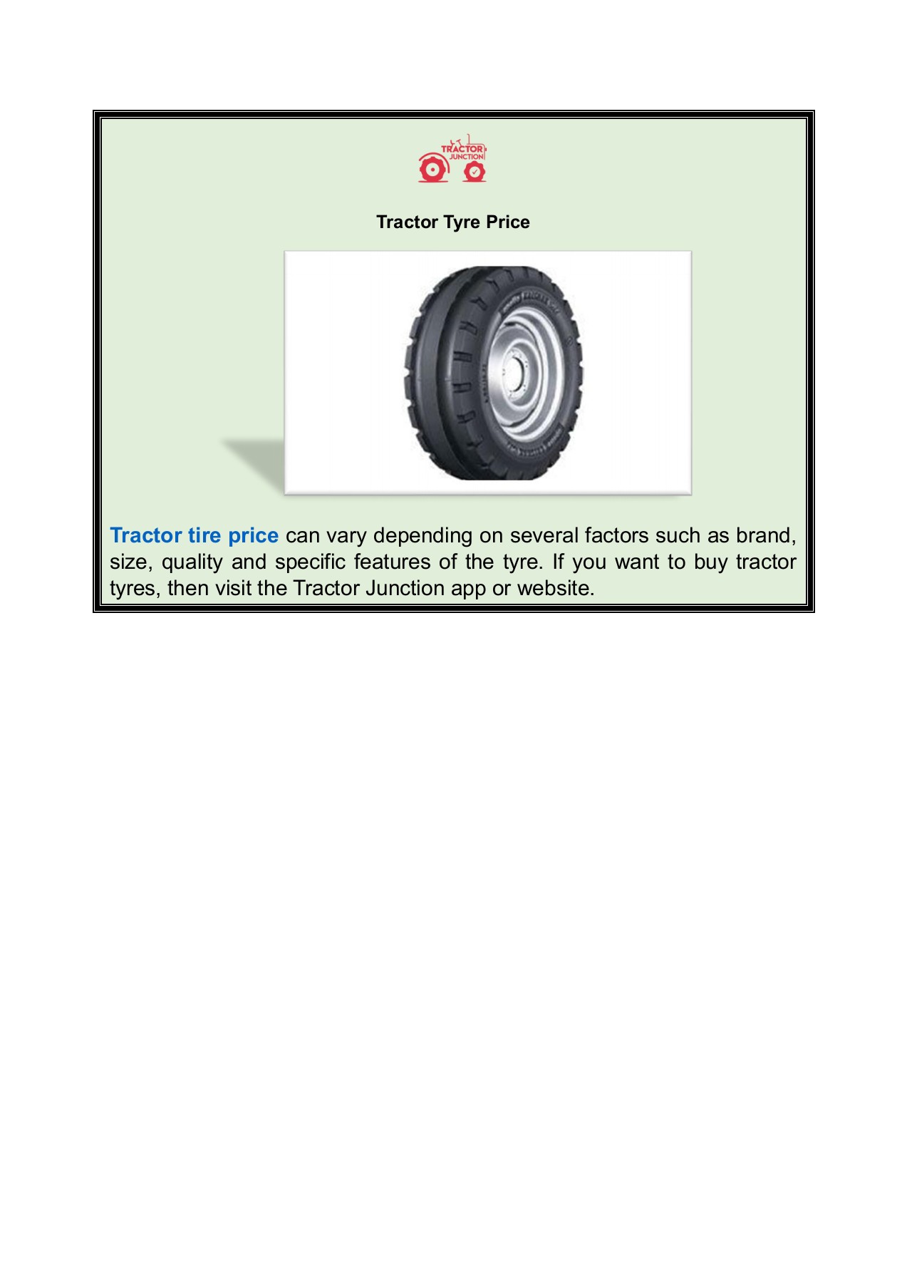 Tractor Tyre Price veer singh Page 1 1 Flip PDF Online PubHTML5