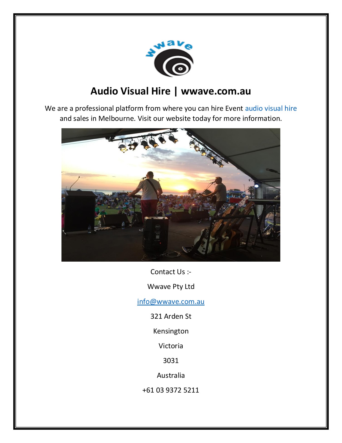 Audio Visual Hire Abrianna Page 1 1 Flip PDF