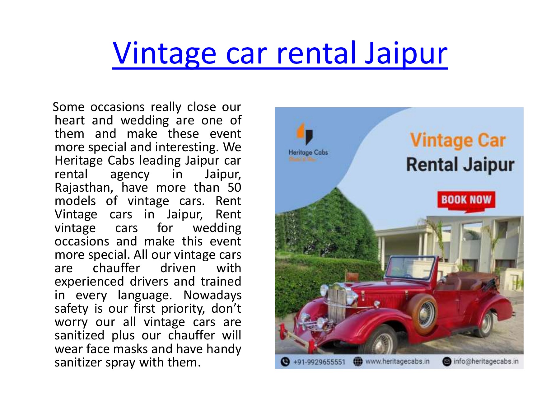 Vintage Car Rental in Jaipur Heritage Cabs Page 2 Flip PDF Online