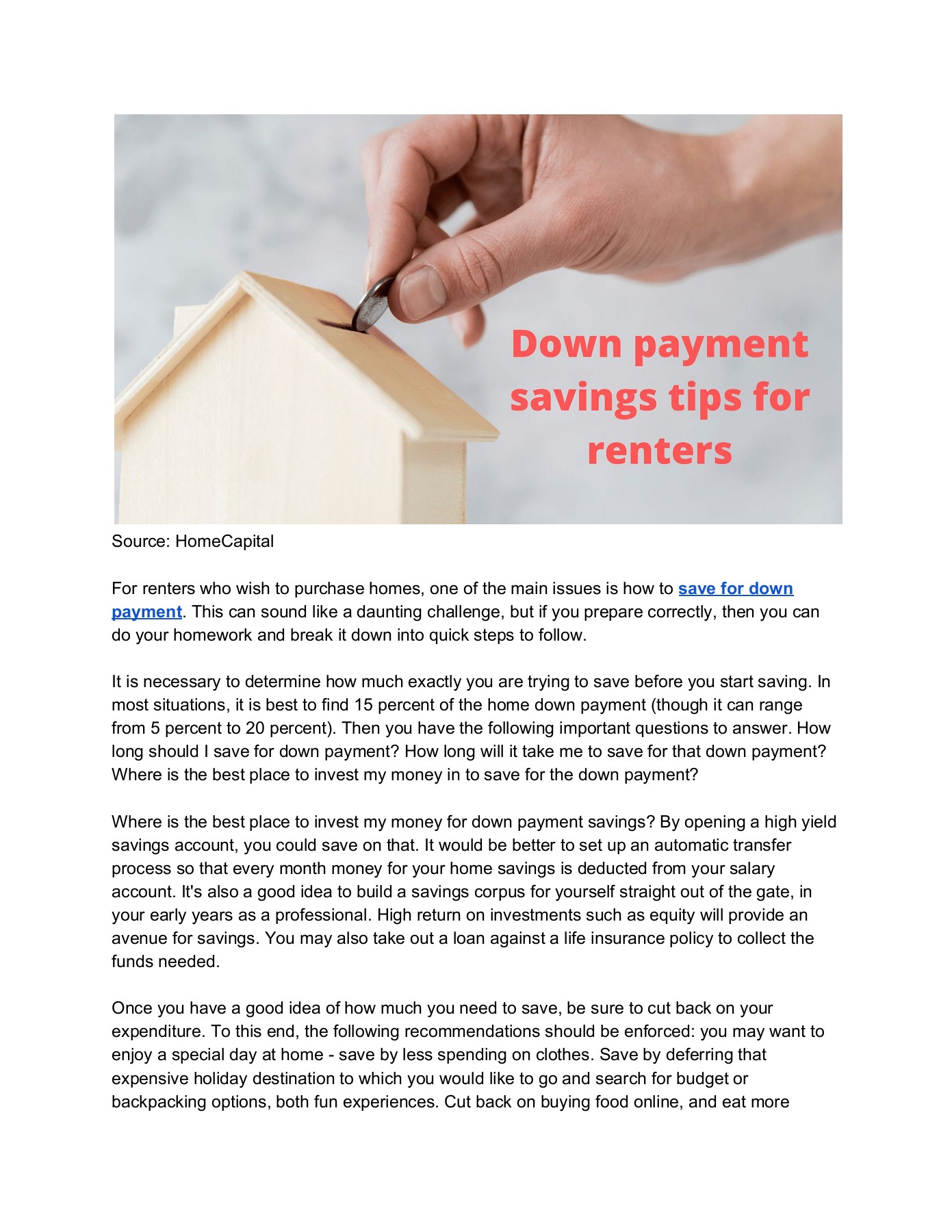 Know about Down Payment Saving Tips for Renters anjalishukla001947