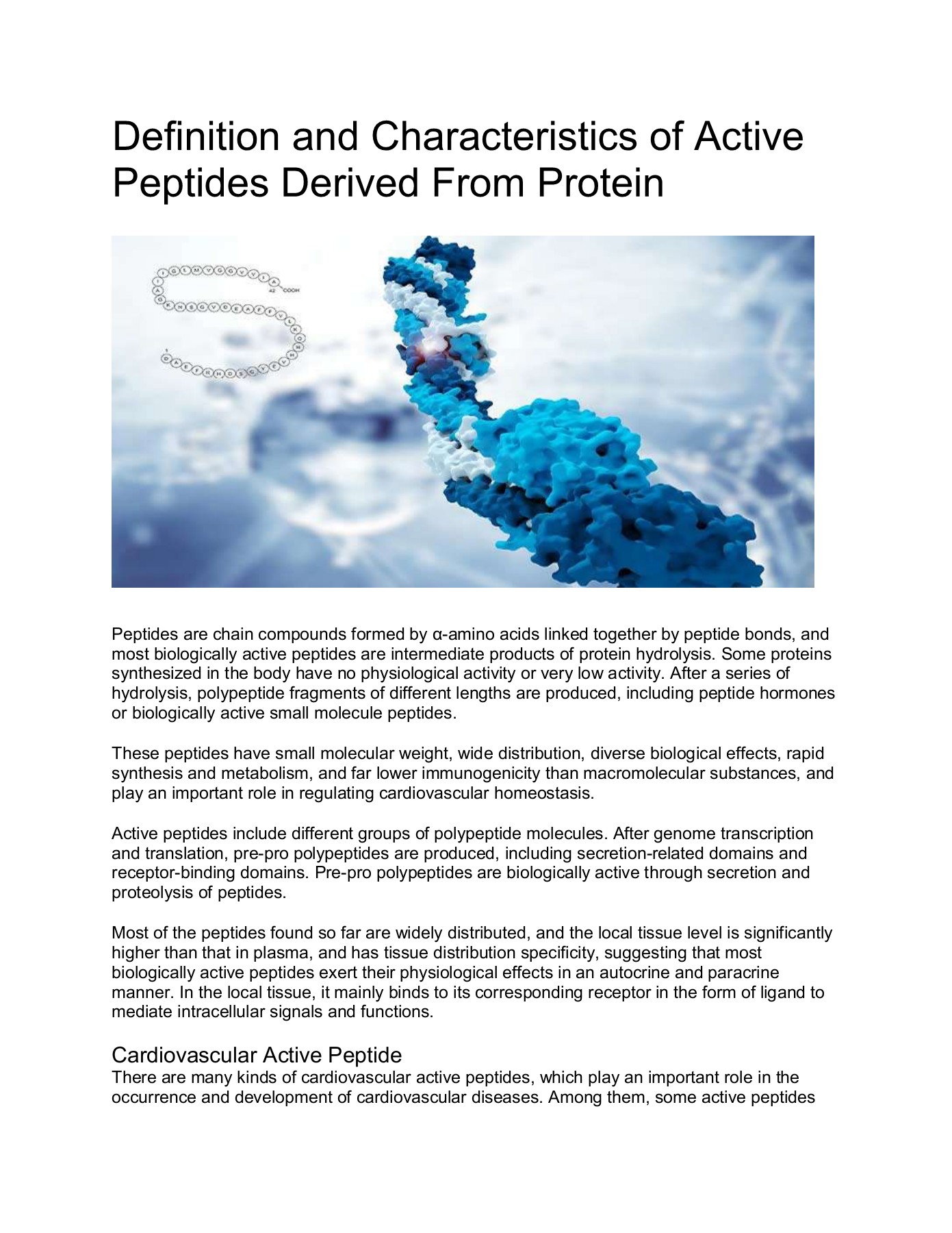 DefinitionandCharacteristicsofActivePeptidesDerivedFromProtein