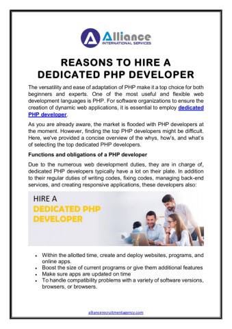 REASONS TO HIRE A DEDICATED PHP DEVELOPER