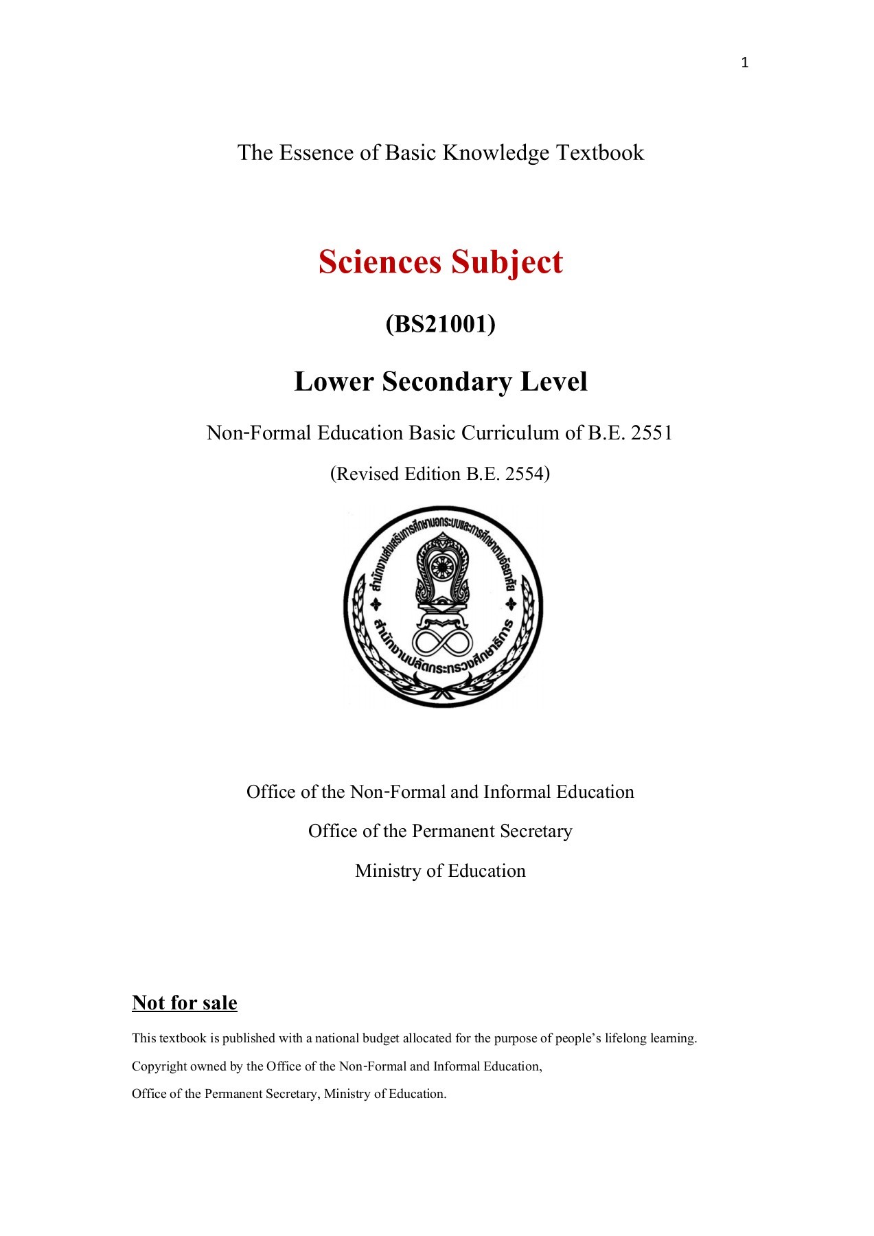 Sciences Subject (BS 21001) Ebook Prasamut chedi District Public Library Page 1 405