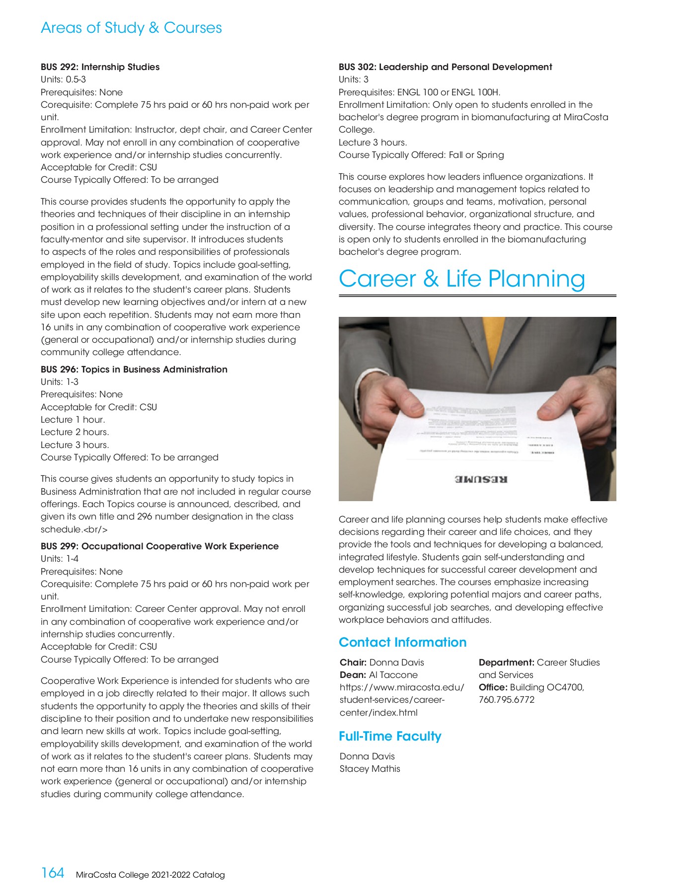 MiraCosta College 20212022 Catalog MiraCosta College Page 164