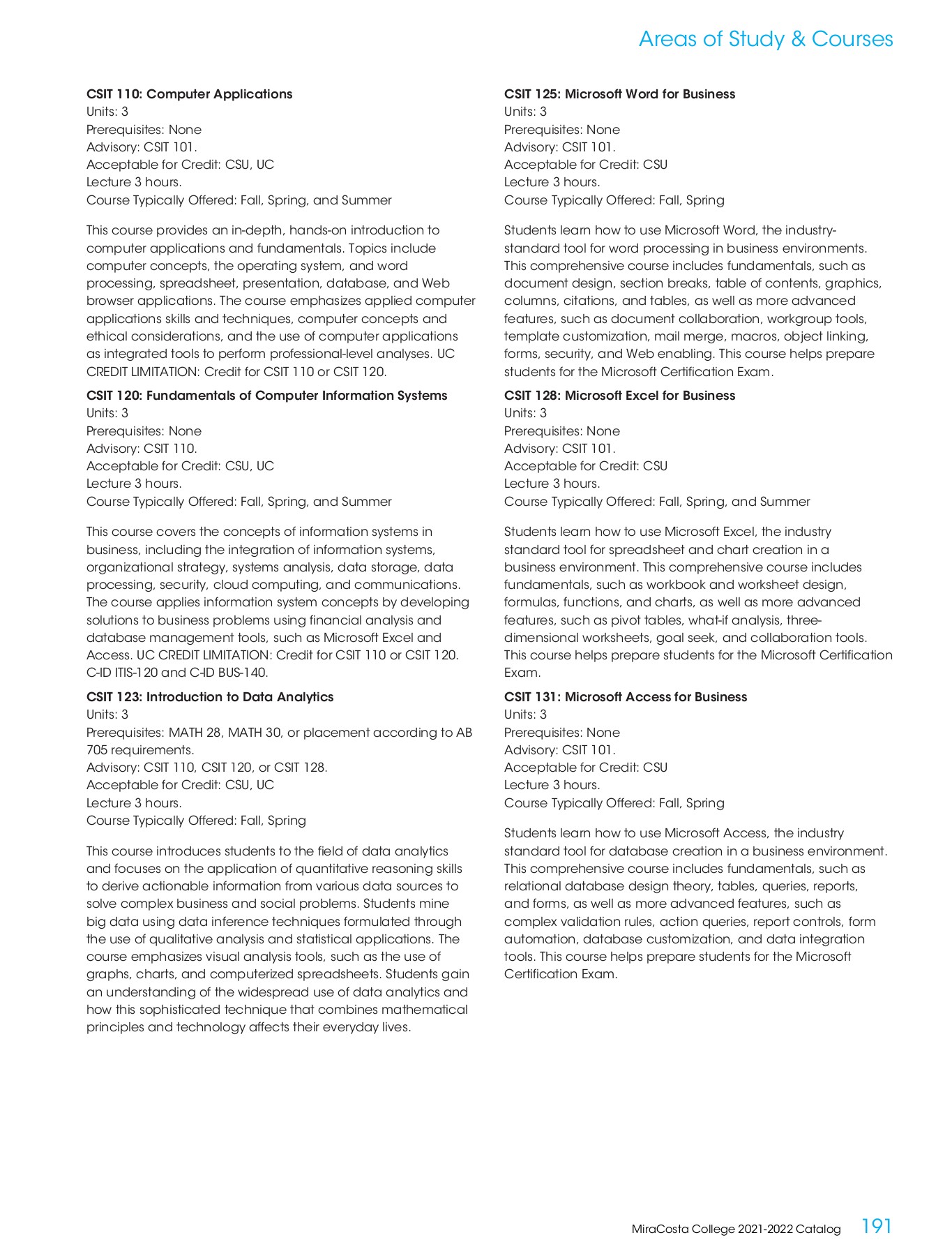 MiraCosta College 20212022 Catalog MiraCosta College Page 191