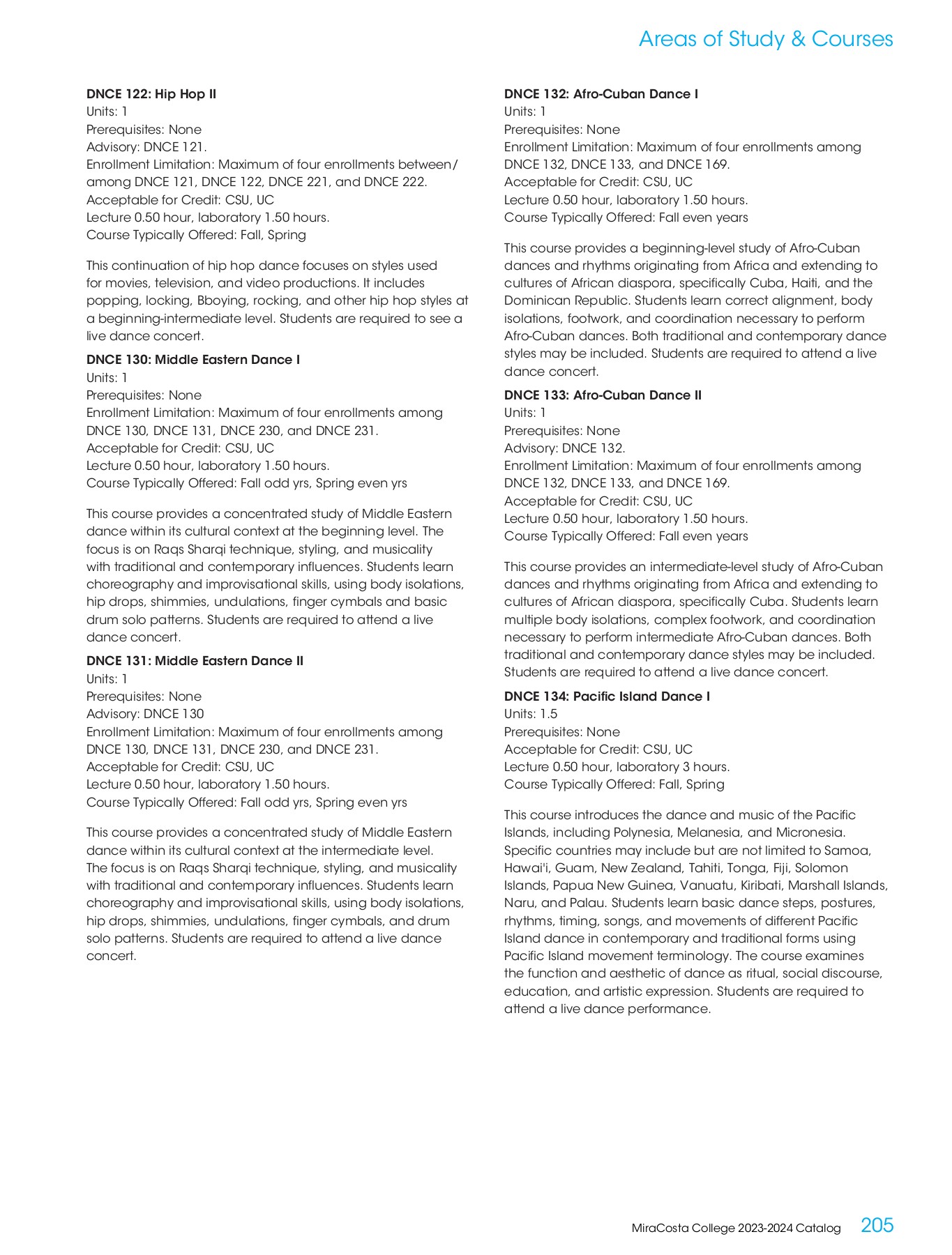 MiraCosta College 20232024 Catalog MiraCosta College Page 205