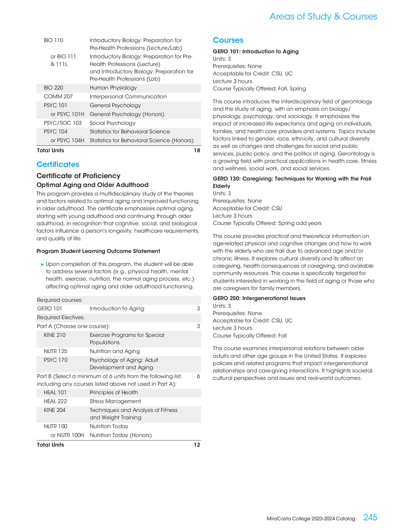 MiraCosta College 20232024 Catalog MiraCosta College Page 245