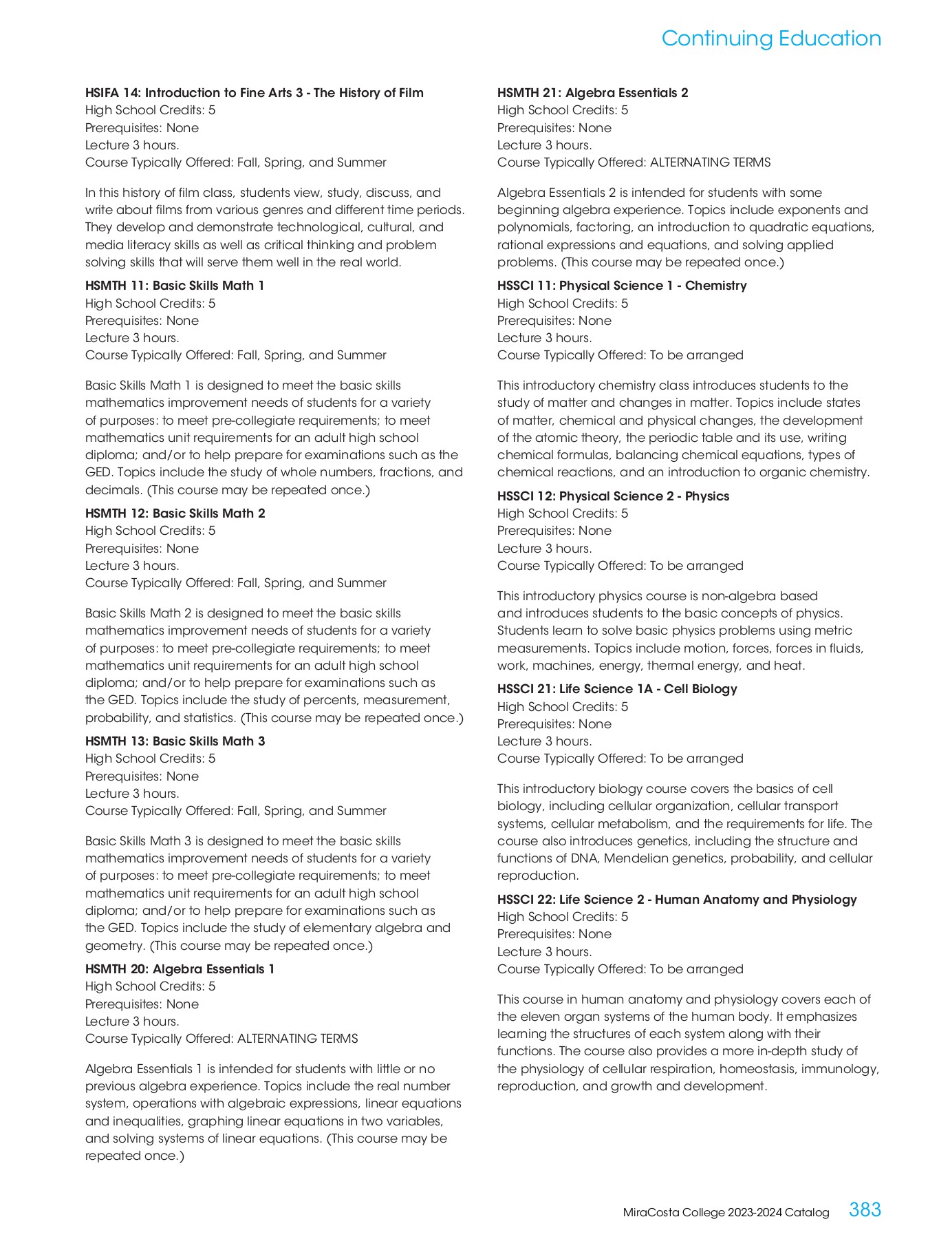 MiraCosta College 20232024 Catalog MiraCosta College Page 383