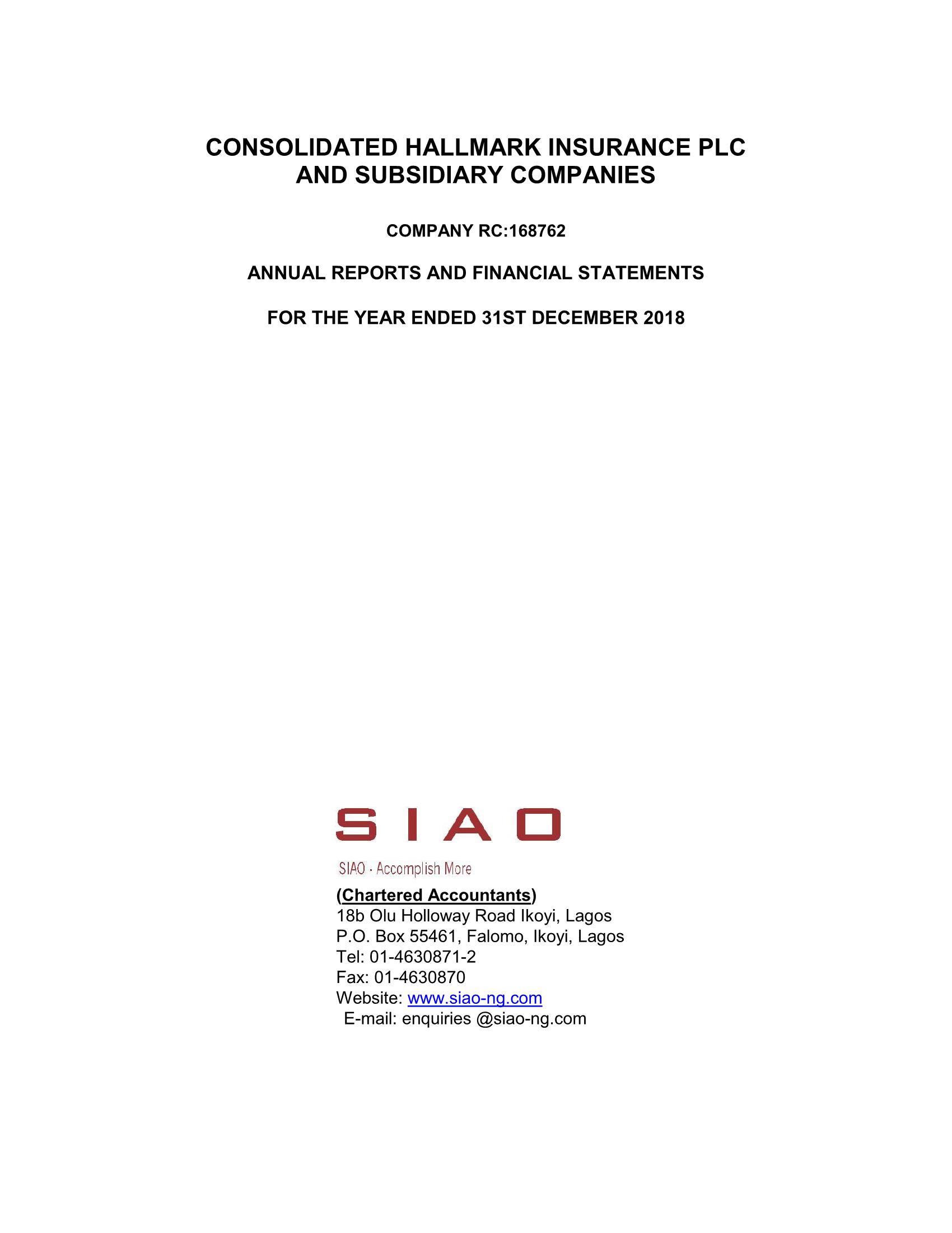 CHIPLCANNUALREPORTSANDFINANCIALSTATEMENTFOR2018 itdepartment