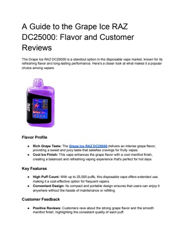 A Guide to the Grape Ice RAZ DC25000_ Flavor and Customer Reviews