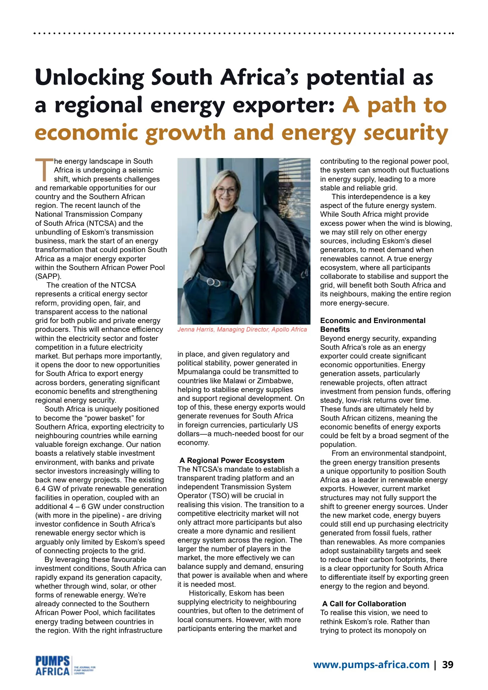 Pumps Africa October - December 2024 Digital Magazine - info - Page 41 ...