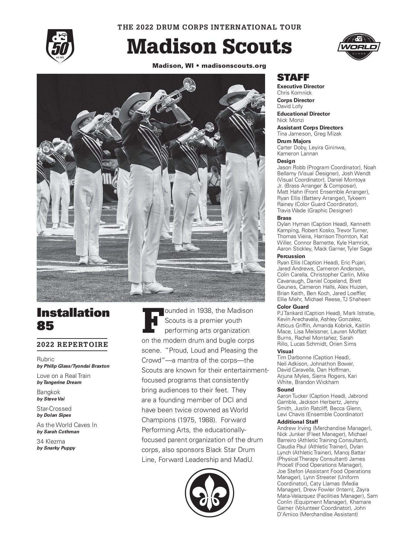 Drum Corps International 50th Anniversary Program Information Drum
