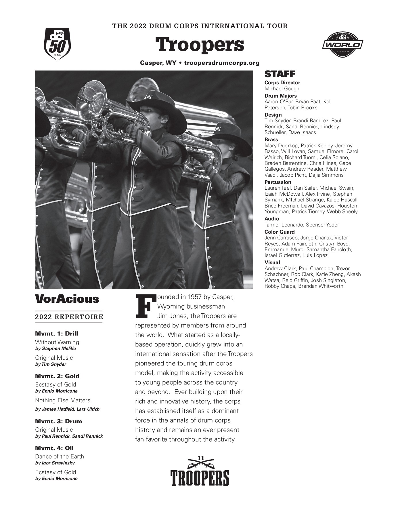 Drum Corps International 50th Anniversary Program Information Drum