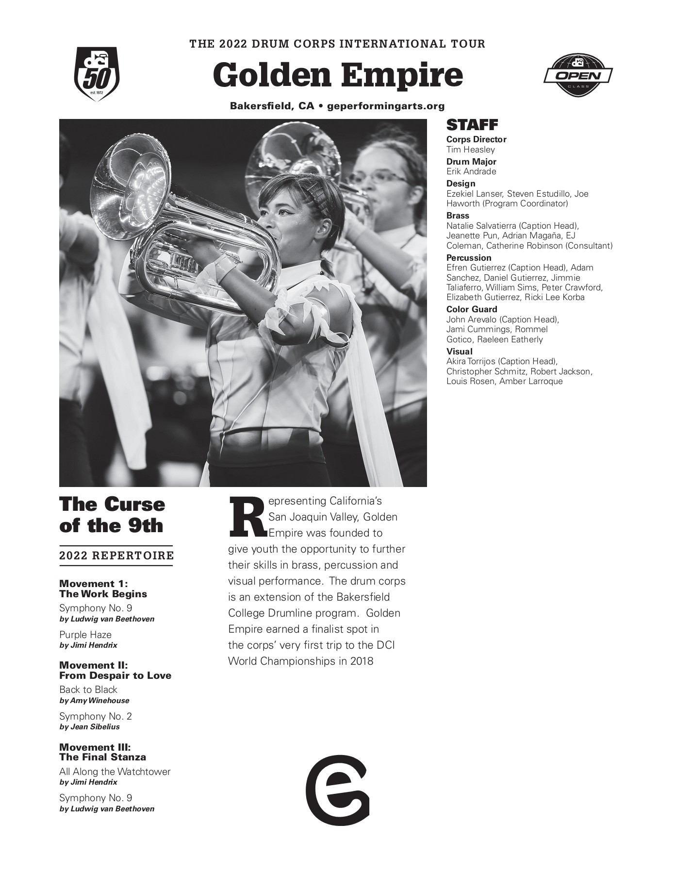 Drum Corps International 50th Anniversary Program Information Drum