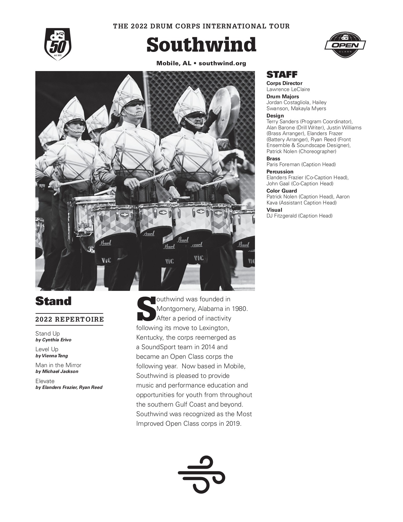 Drum Corps International 50th Anniversary Program Information Drum