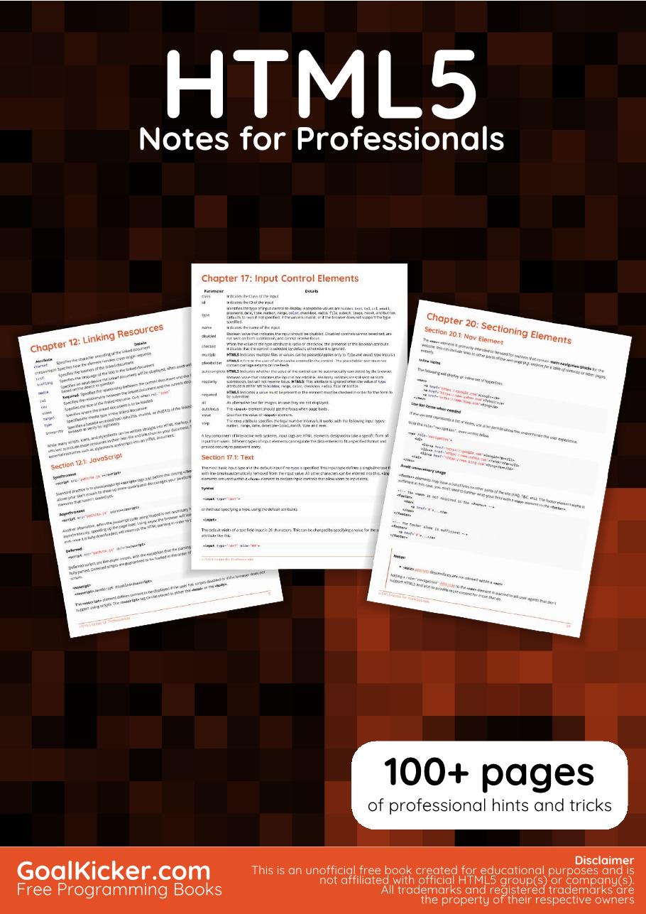 HTML5 Notes for Professionals - harrysfil - Page 1 - 124 | Flip PDF ...