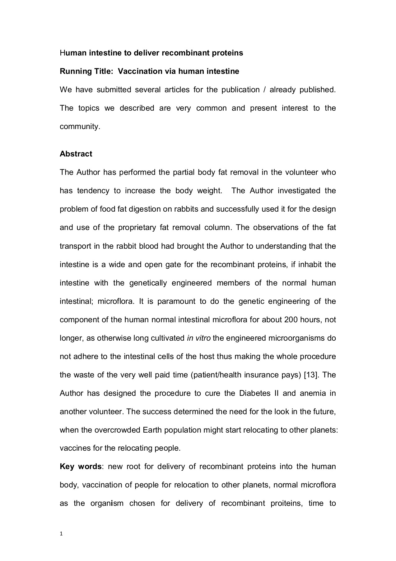 Human intestine for delivery of proteins Dr. Michael Tyurin Page 1 11 Flip