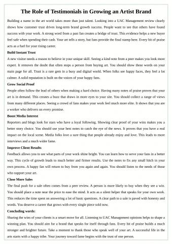 The Role of Testimonials in Growing an Artist Bran