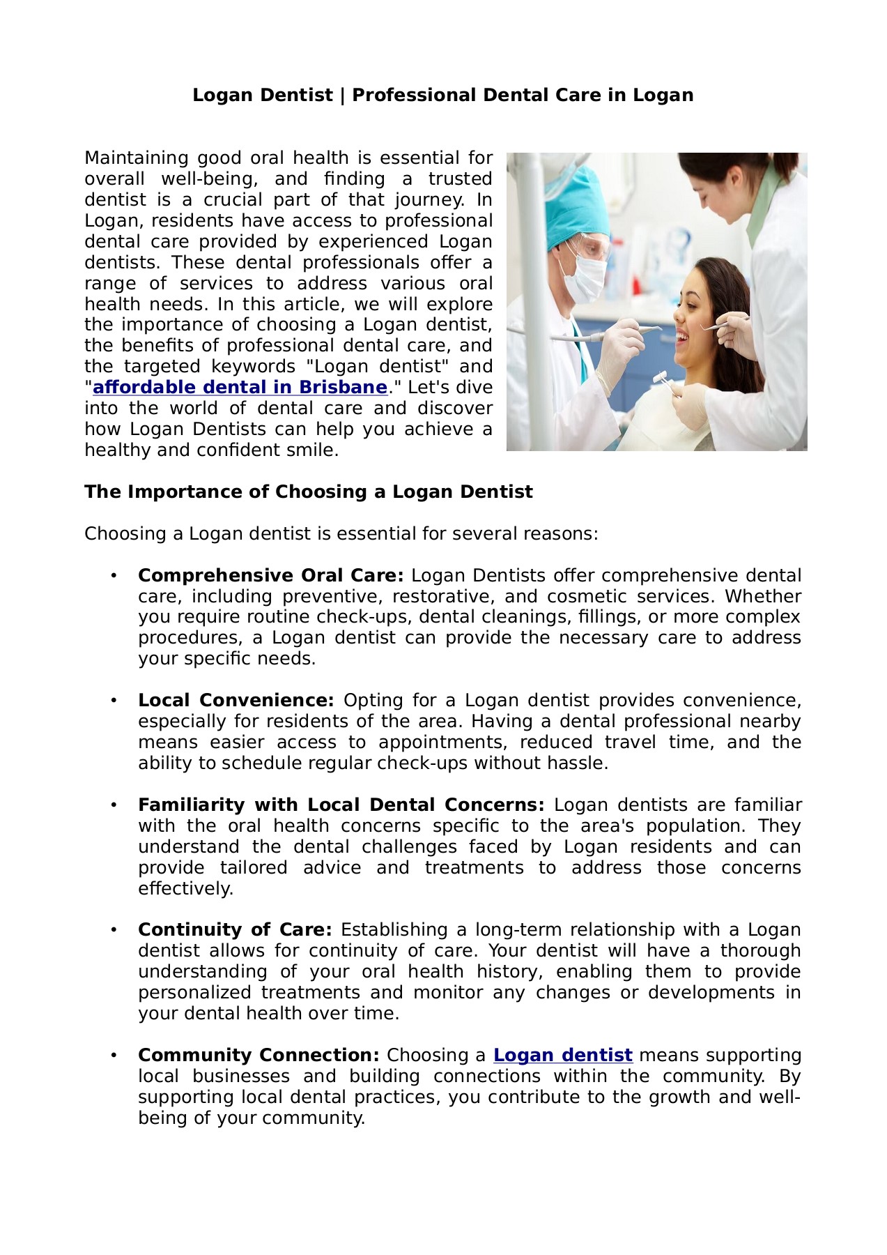 Logan Dentist Professional Dental Care in Logan roaddental Page 1
